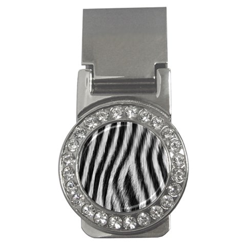 Zebra Texture, Zebra Wool, White Black Background Money Clips (CZ)  from ArtsNow.com Front