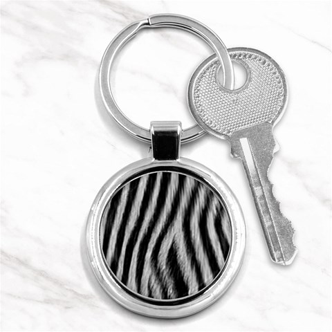 Zebra Texture, Zebra Wool, White Black Background Key Chain (Round) from ArtsNow.com Front