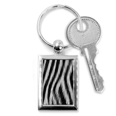 Zebra Texture, Zebra Wool, White Black Background Key Chain (Rectangle) from ArtsNow.com Front