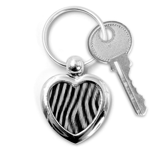 Zebra Texture, Zebra Wool, White Black Background Key Chain (Heart) from ArtsNow.com Front