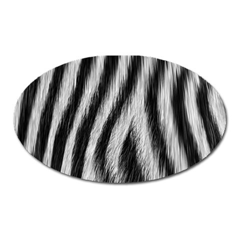 Zebra Texture, Zebra Wool, White Black Background Oval Magnet from ArtsNow.com Front