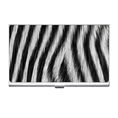 Zebra Texture, Zebra Wool, White Black Background Business Card Holder from ArtsNow.com Front