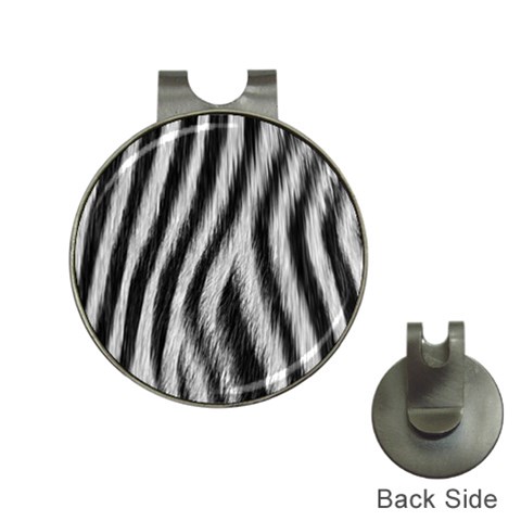 Zebra Texture, Zebra Wool, White Black Background Hat Clips with Golf Markers from ArtsNow.com Front