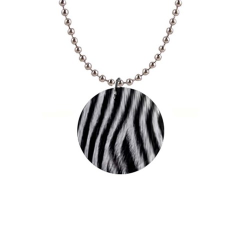 Zebra Texture, Zebra Wool, White Black Background 1  Button Necklace from ArtsNow.com Front