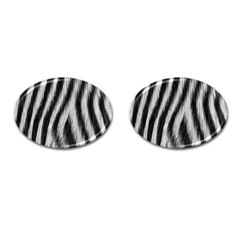 Zebra Texture, Zebra Wool, White Black Background Cufflinks (Oval) from ArtsNow.com Front(Pair)