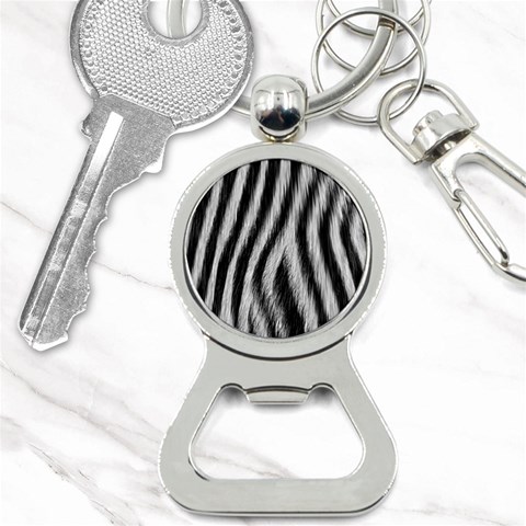 Zebra Texture, Zebra Wool, White Black Background Bottle Opener Key Chain from ArtsNow.com Front