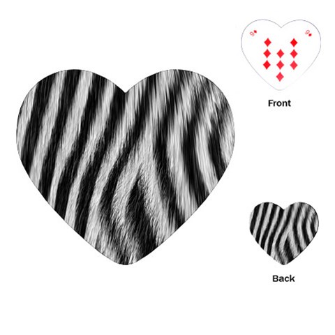 Zebra Texture, Zebra Wool, White Black Background Playing Cards Single Design (Heart) from ArtsNow.com Front