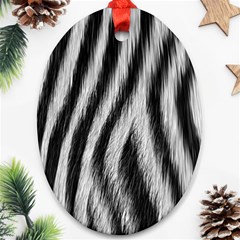 Zebra Texture, Zebra Wool, White Black Background Oval Ornament (Two Sides) from ArtsNow.com Front