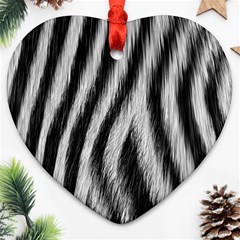 Zebra Texture, Zebra Wool, White Black Background Heart Ornament (Two Sides) from ArtsNow.com Back