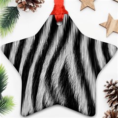 Zebra Texture, Zebra Wool, White Black Background Star Ornament (Two Sides) from ArtsNow.com Front