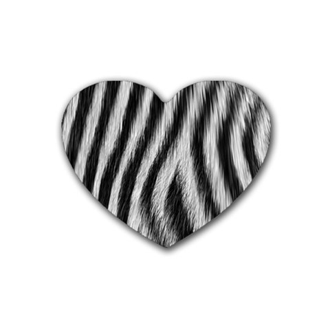 Zebra Texture, Zebra Wool, White Black Background Rubber Coaster (Heart) from ArtsNow.com Front