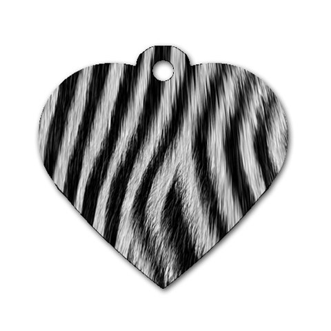 Zebra Texture, Zebra Wool, White Black Background Dog Tag Heart (One Side) from ArtsNow.com Front