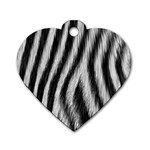 Zebra Texture, Zebra Wool, White Black Background Dog Tag Heart (One Side)