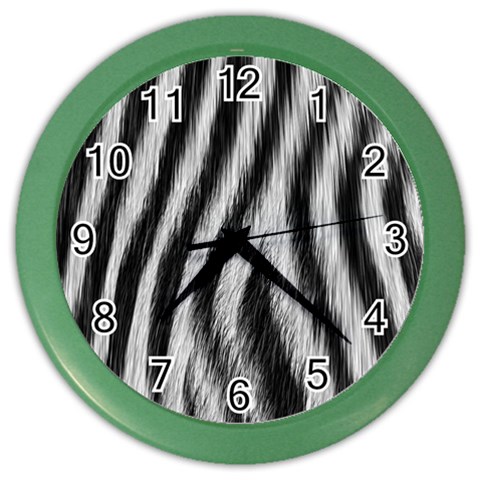 Zebra Texture, Zebra Wool, White Black Background Color Wall Clock from ArtsNow.com Front