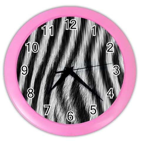 Zebra Texture, Zebra Wool, White Black Background Color Wall Clock from ArtsNow.com Front