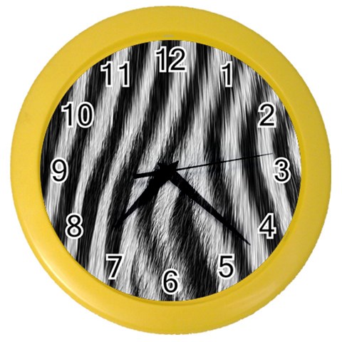 Zebra Texture, Zebra Wool, White Black Background Color Wall Clock from ArtsNow.com Front