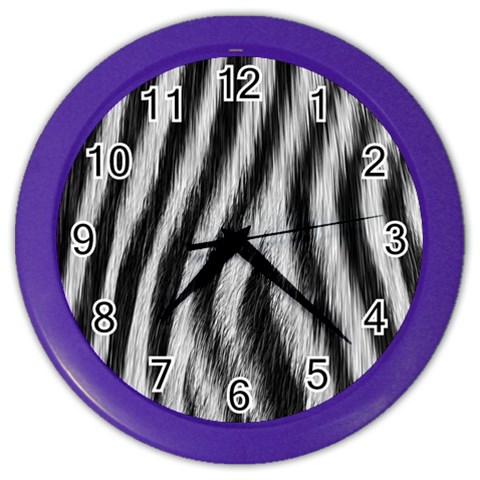 Zebra Texture, Zebra Wool, White Black Background Color Wall Clock from ArtsNow.com Front