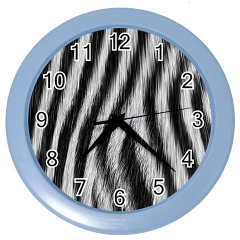 Zebra Texture, Zebra Wool, White Black Background Color Wall Clock from ArtsNow.com Front