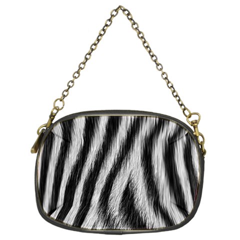 Zebra Texture, Zebra Wool, White Black Background Chain Purse (Two Sides) from ArtsNow.com Front