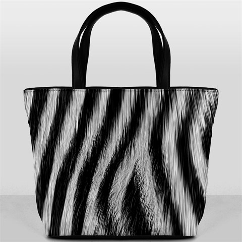 Zebra Texture, Zebra Wool, White Black Background Bucket Bag from ArtsNow.com Back