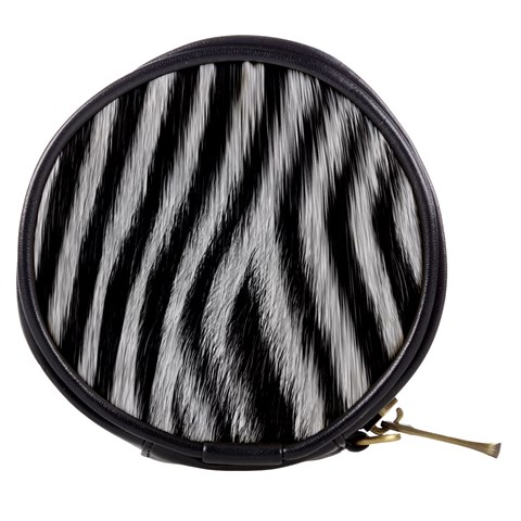 Zebra Texture, Zebra Wool, White Black Background Mini Makeup Bag from ArtsNow.com Front