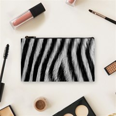 Zebra Texture, Zebra Wool, White Black Background Cosmetic Bag (Small) from ArtsNow.com Front