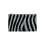 Zebra Texture, Zebra Wool, White Black Background Cosmetic Bag (Small)