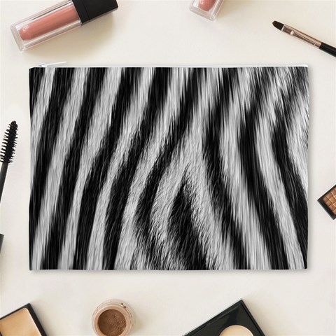 Zebra Texture, Zebra Wool, White Black Background Cosmetic Bag (XL) from ArtsNow.com Front