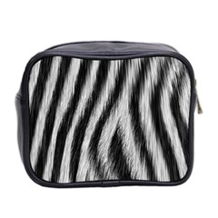 Zebra Texture, Zebra Wool, White Black Background Mini Toiletries Bag (Two Sides) from ArtsNow.com Back