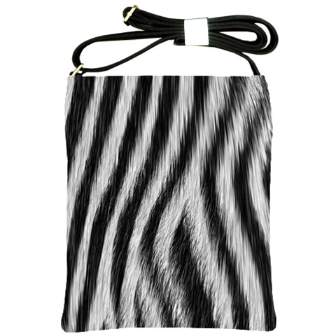 Zebra Texture, Zebra Wool, White Black Background Shoulder Sling Bag from ArtsNow.com Front