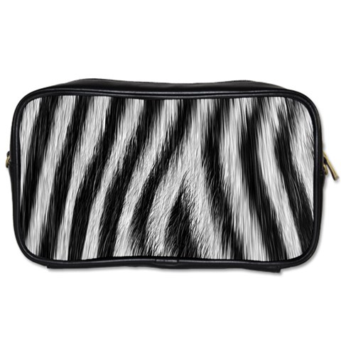 Zebra Texture, Zebra Wool, White Black Background Toiletries Bag (Two Sides) from ArtsNow.com Front