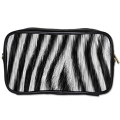 Zebra Texture, Zebra Wool, White Black Background Toiletries Bag (Two Sides) from ArtsNow.com Front