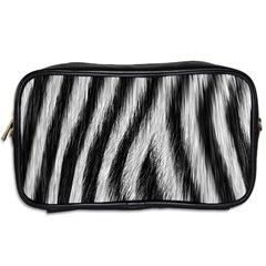 Zebra Texture, Zebra Wool, White Black Background Toiletries Bag (Two Sides) from ArtsNow.com Back