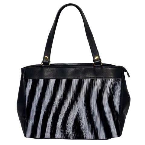 Zebra Texture, Zebra Wool, White Black Background Oversize Office Handbag from ArtsNow.com Front