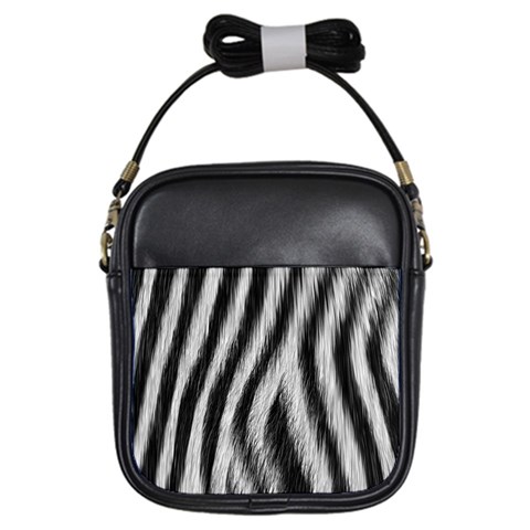 Zebra Texture, Zebra Wool, White Black Background Girls Sling Bag from ArtsNow.com Front