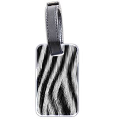 Zebra Texture, Zebra Wool, White Black Background Luggage Tag (two sides) from ArtsNow.com Back