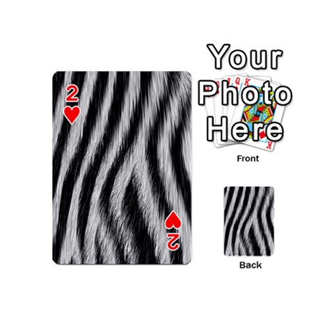 Zebra Texture, Zebra Wool, White Black Background Playing Cards 54 Designs (Mini) from ArtsNow.com Front - Heart2