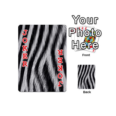 Zebra Texture, Zebra Wool, White Black Background Playing Cards 54 Designs (Mini) from ArtsNow.com Front - Joker2