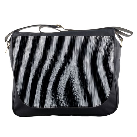 Zebra Texture, Zebra Wool, White Black Background Messenger Bag from ArtsNow.com Front