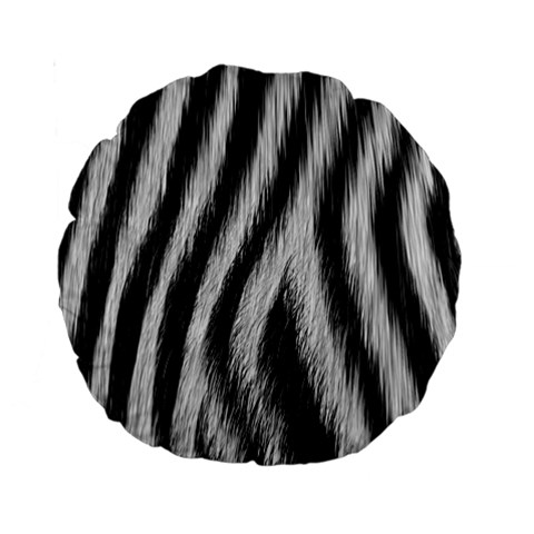 Zebra Texture, Zebra Wool, White Black Background Standard 15  Premium Round Cushions from ArtsNow.com Back