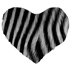 Zebra Texture, Zebra Wool, White Black Background Large 19  Premium Heart Shape Cushions from ArtsNow.com Front