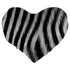 Zebra Texture, Zebra Wool, White Black Background Large 19  Premium Heart Shape Cushions from ArtsNow.com Back