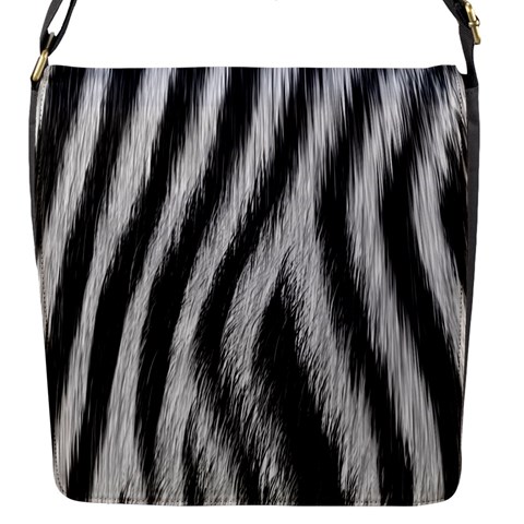 Zebra Texture, Zebra Wool, White Black Background Flap Closure Messenger Bag (S) from ArtsNow.com Front