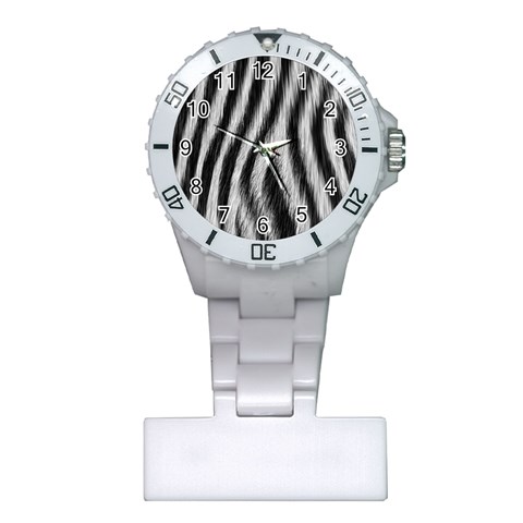 Zebra Texture, Zebra Wool, White Black Background Plastic Nurses Watch from ArtsNow.com Front