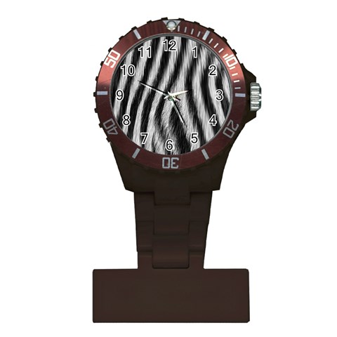 Zebra Texture, Zebra Wool, White Black Background Plastic Nurses Watch from ArtsNow.com Front