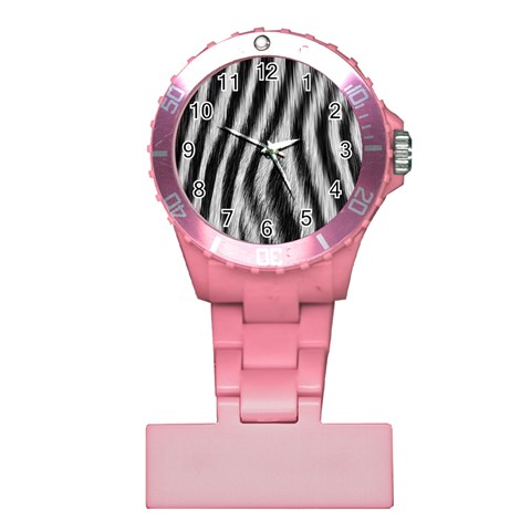 Zebra Texture, Zebra Wool, White Black Background Plastic Nurses Watch from ArtsNow.com Front