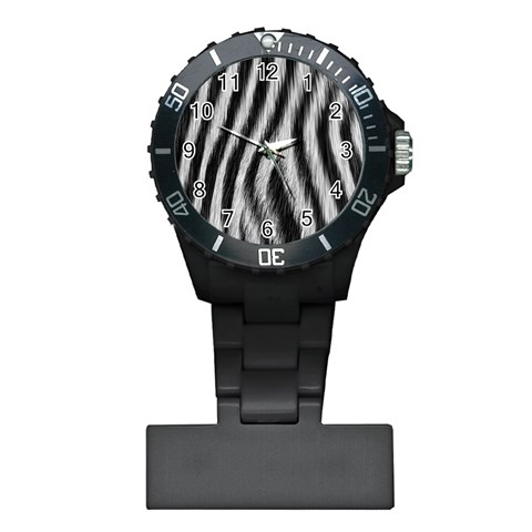 Zebra Texture, Zebra Wool, White Black Background Plastic Nurses Watch from ArtsNow.com Front