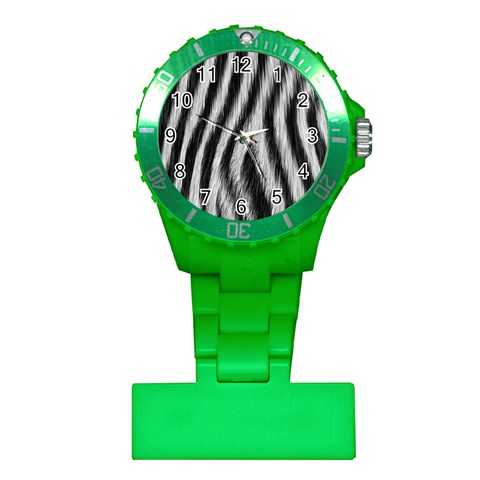 Zebra Texture, Zebra Wool, White Black Background Plastic Nurses Watch from ArtsNow.com Front