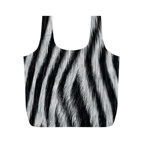 Zebra Texture, Zebra Wool, White Black Background Full Print Recycle Bag (M) from ArtsNow.com Back