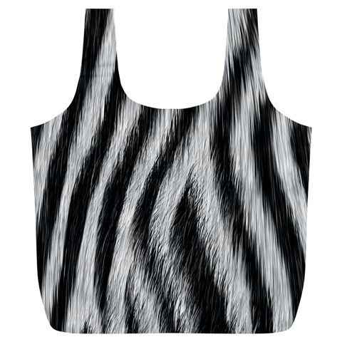 Zebra Texture, Zebra Wool, White Black Background Full Print Recycle Bag (XL) from ArtsNow.com Back